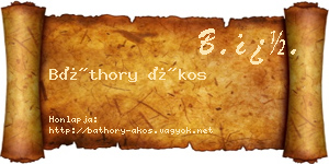 Báthory Ákos névjegykártya
